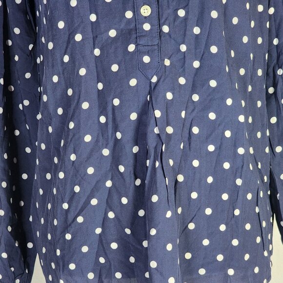 Old Navy Navy Blue White Polka Dot V Neck Pull On Long Sleeve Rayon Top Size S - Picture 6 of 16